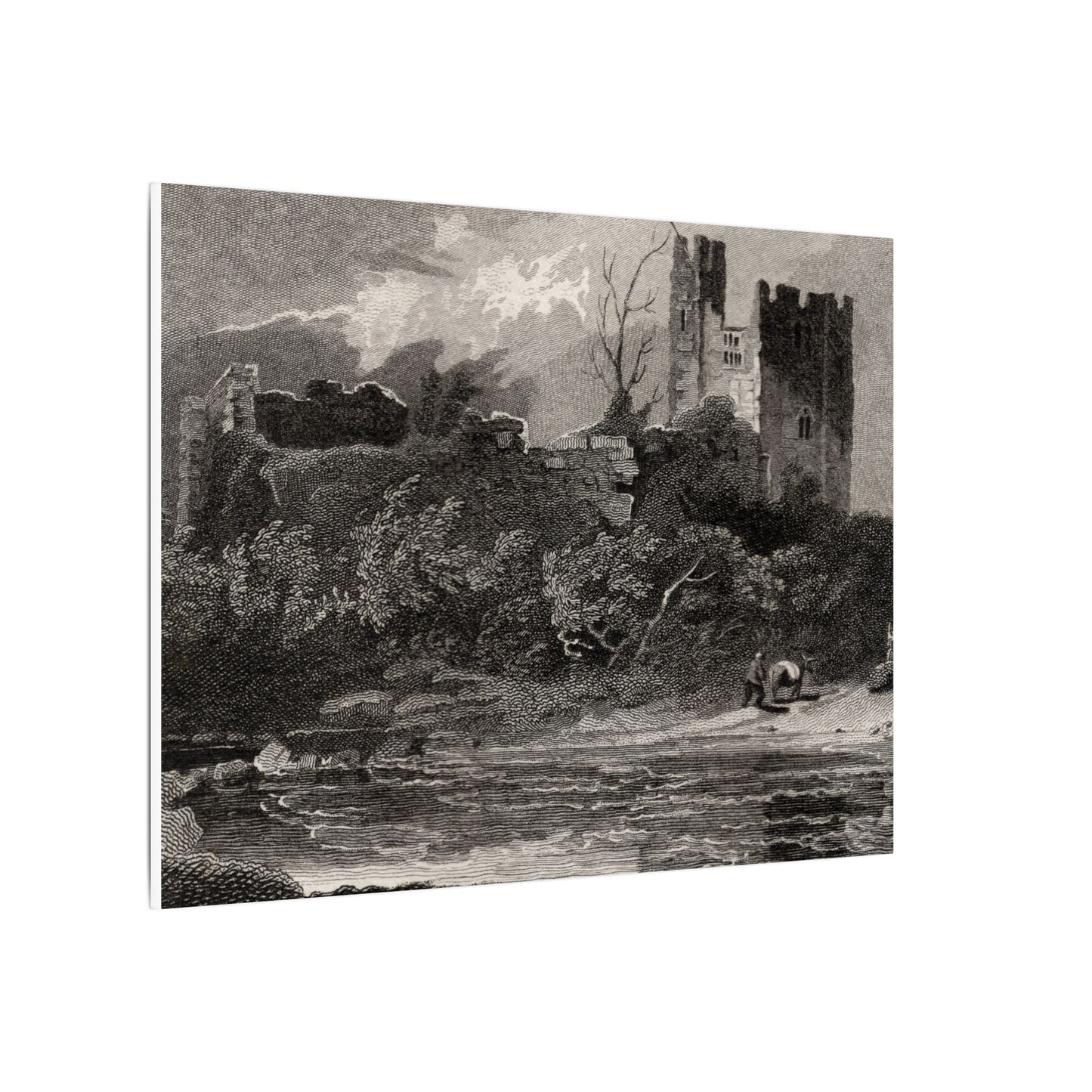 Newark Castle — Antique Engraving Canvas Art Print