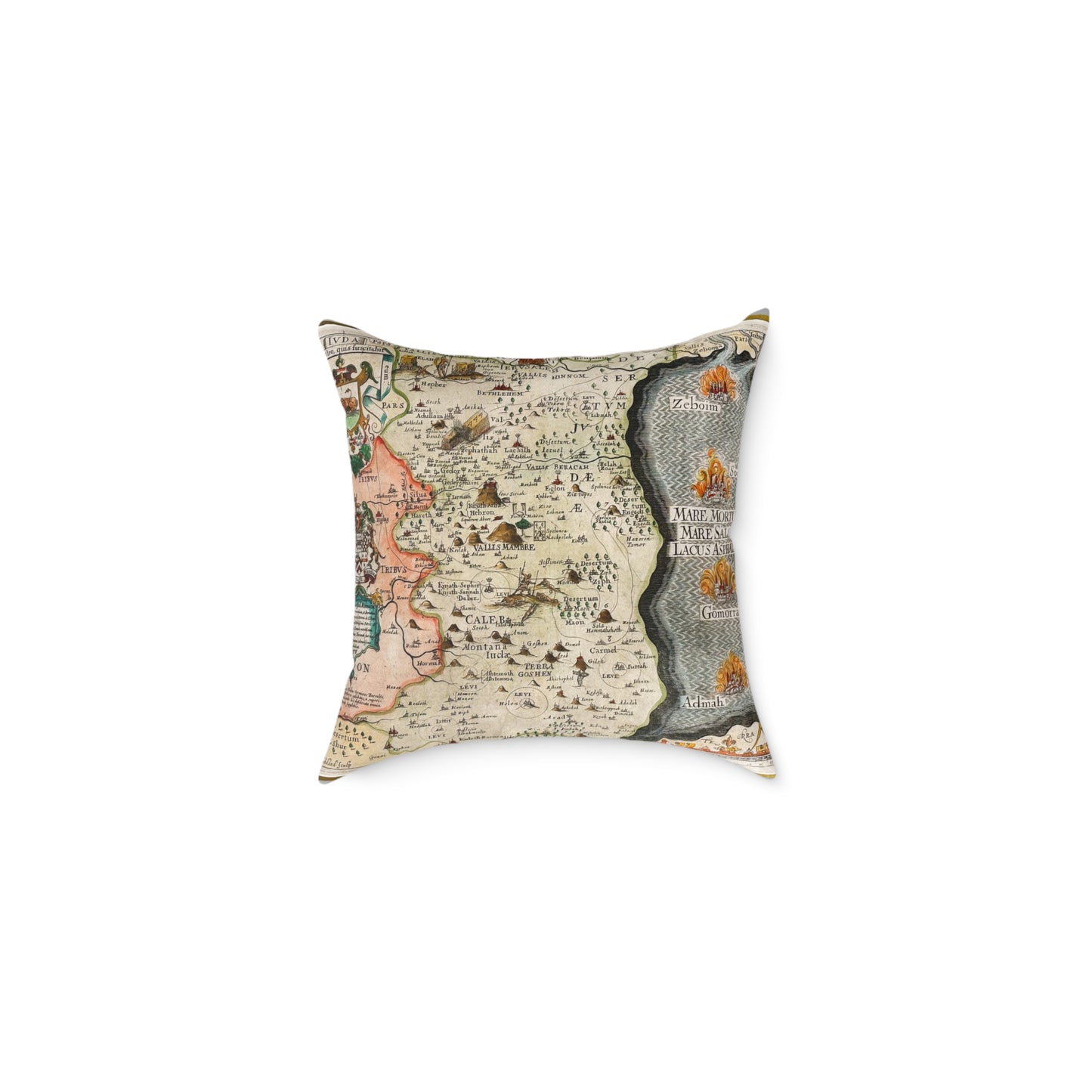 Tribes of Judah & Simeon with the Dead Sea Vintage Map Pillow - Biblical Cartography