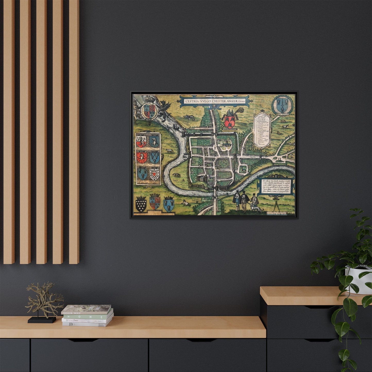 Chester (Cestria), England from Braun & Hogenberg’s Civitates Orbis Terrarum Framed Map Art Print