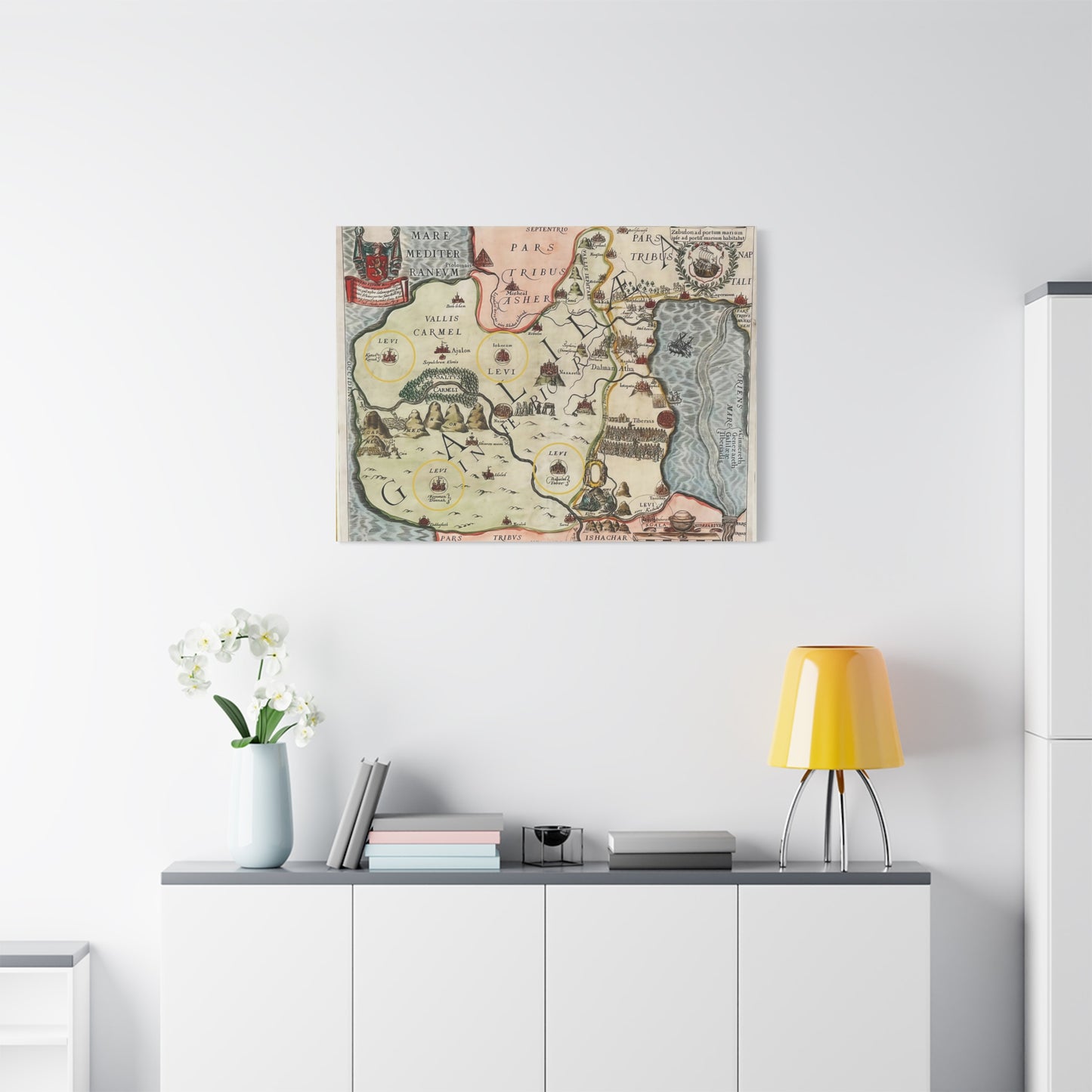 Galilee & the Twelve Tribes of Israel--Antique Map Print on Canvas