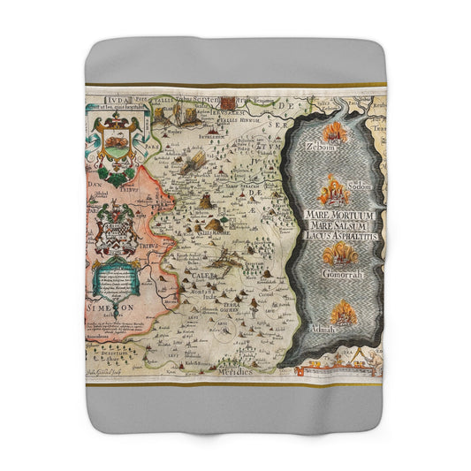 Tribes of Judah & Simeon with the Dead Sea Vintage Map Fleece Blanket
