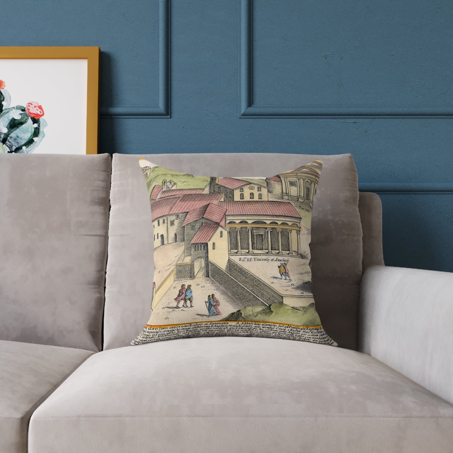 The Church of Saints Vincent and Anastasius at the Three Fountains Historic Print Canvas Pillow