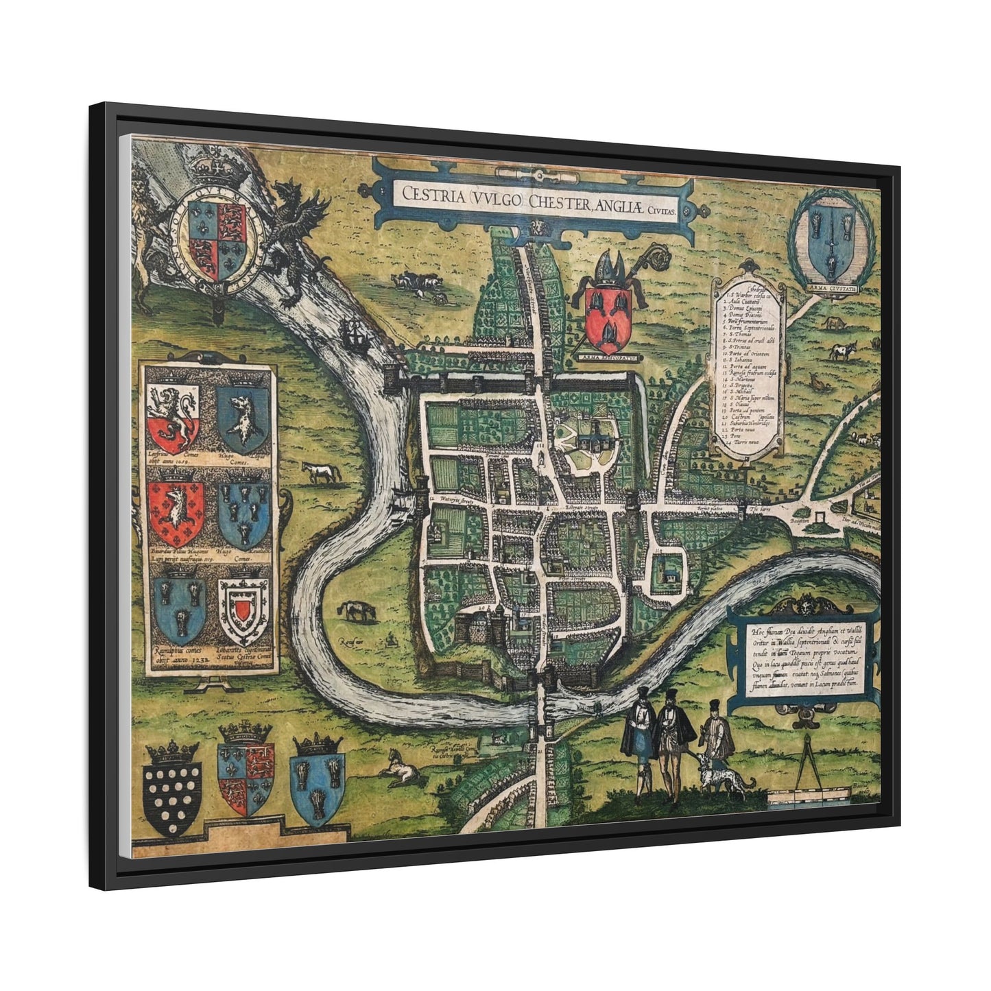 Chester (Cestria), England from Braun & Hogenberg’s Civitates Orbis Terrarum Framed Map Art Print