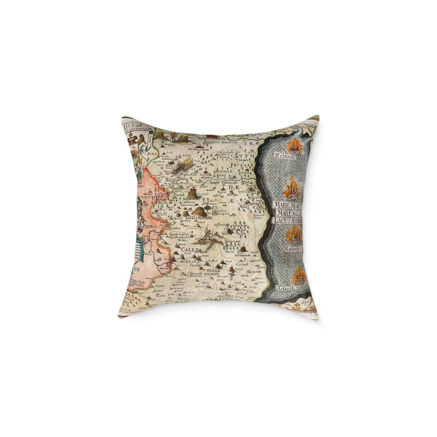 Tribes of Judah & Simeon with the Dead Sea Vintage Map Pillow - Biblical Cartography