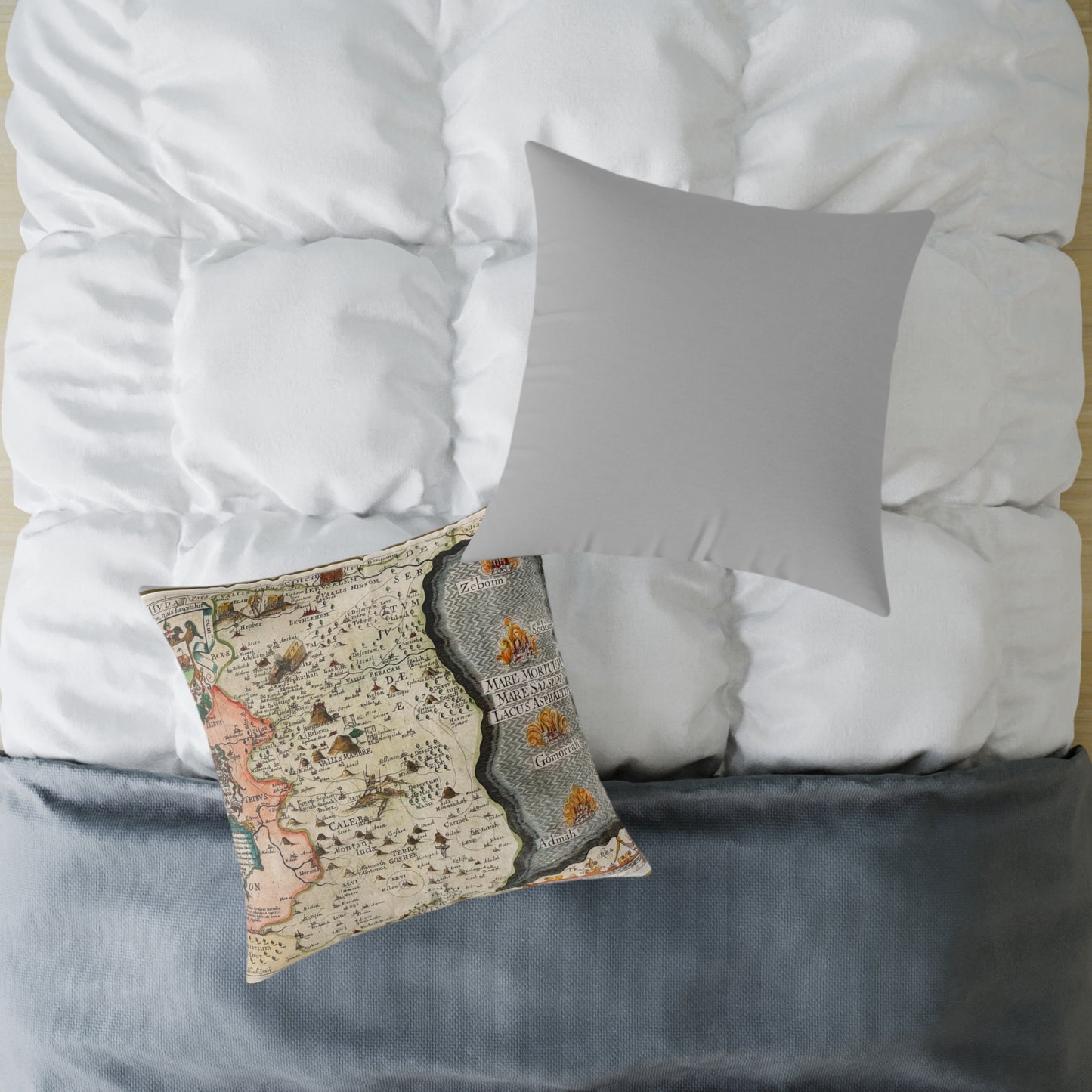Tribes of Judah & Simeon with the Dead Sea Vintage Map Pillow - Biblical Cartography
