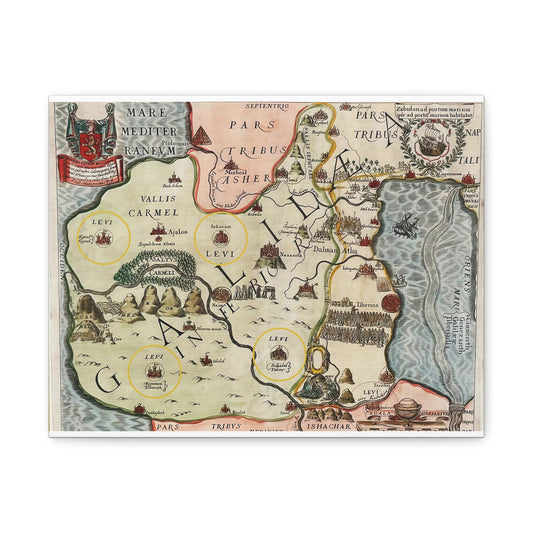 Galilee & the Twelve Tribes of Israel--Antique Map Print on Canvas